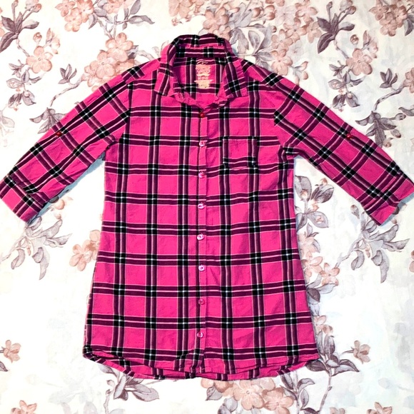 Girl’s Pink Plaid Button Down Shirt - Picture 1 of 5